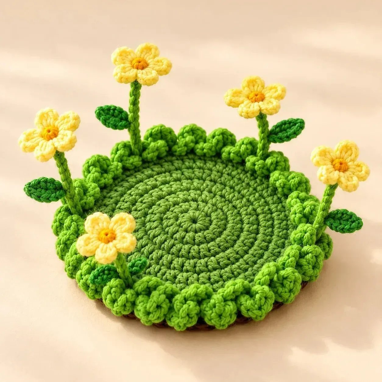 Yellow Flower Handmade Crochet Floral Coaster | Everlasting Table Art 🌸