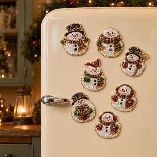 🎄DIY Diamond Painting Christmas Magnets – Sparkling Handmade Refrigerator Magnets for Holiday Decor, Crafts & Gifts