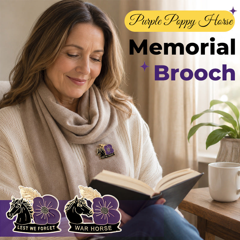 Purple Poppy Horse Memorial Brooch