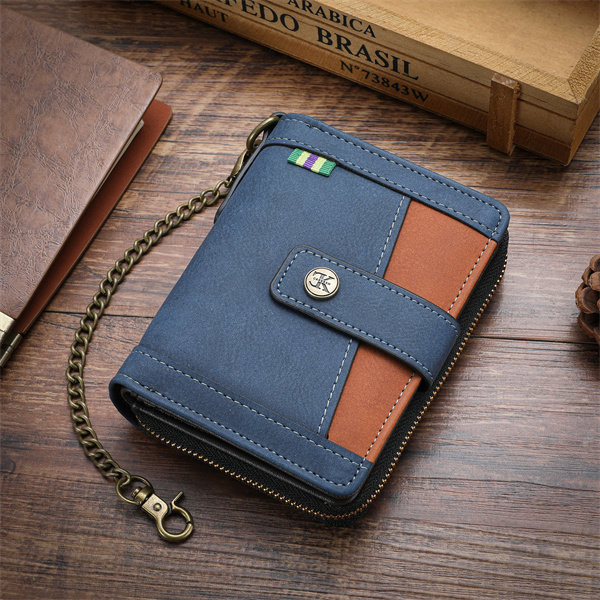 Genuine leather anti-theft zipper coin purse and card holder