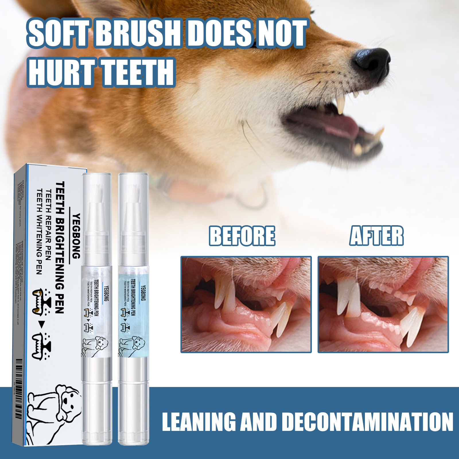 Pet Teeth Whitening Pen for Dogs & Cats – Portable Dental Cleaning Applicator