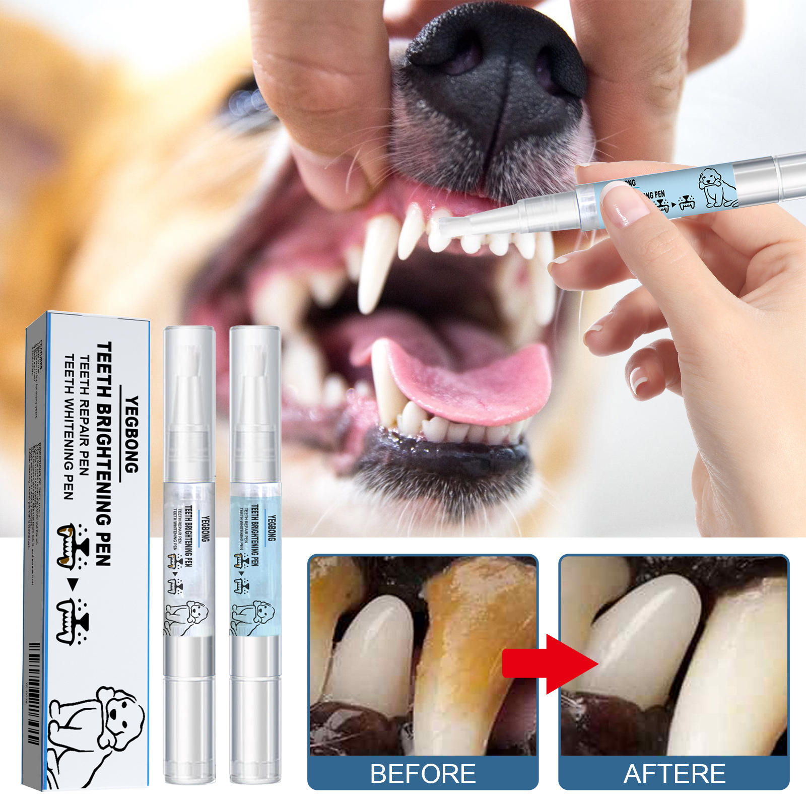 Pet Teeth Whitening Pen for Dogs & Cats – Portable Dental Cleaning Applicator
