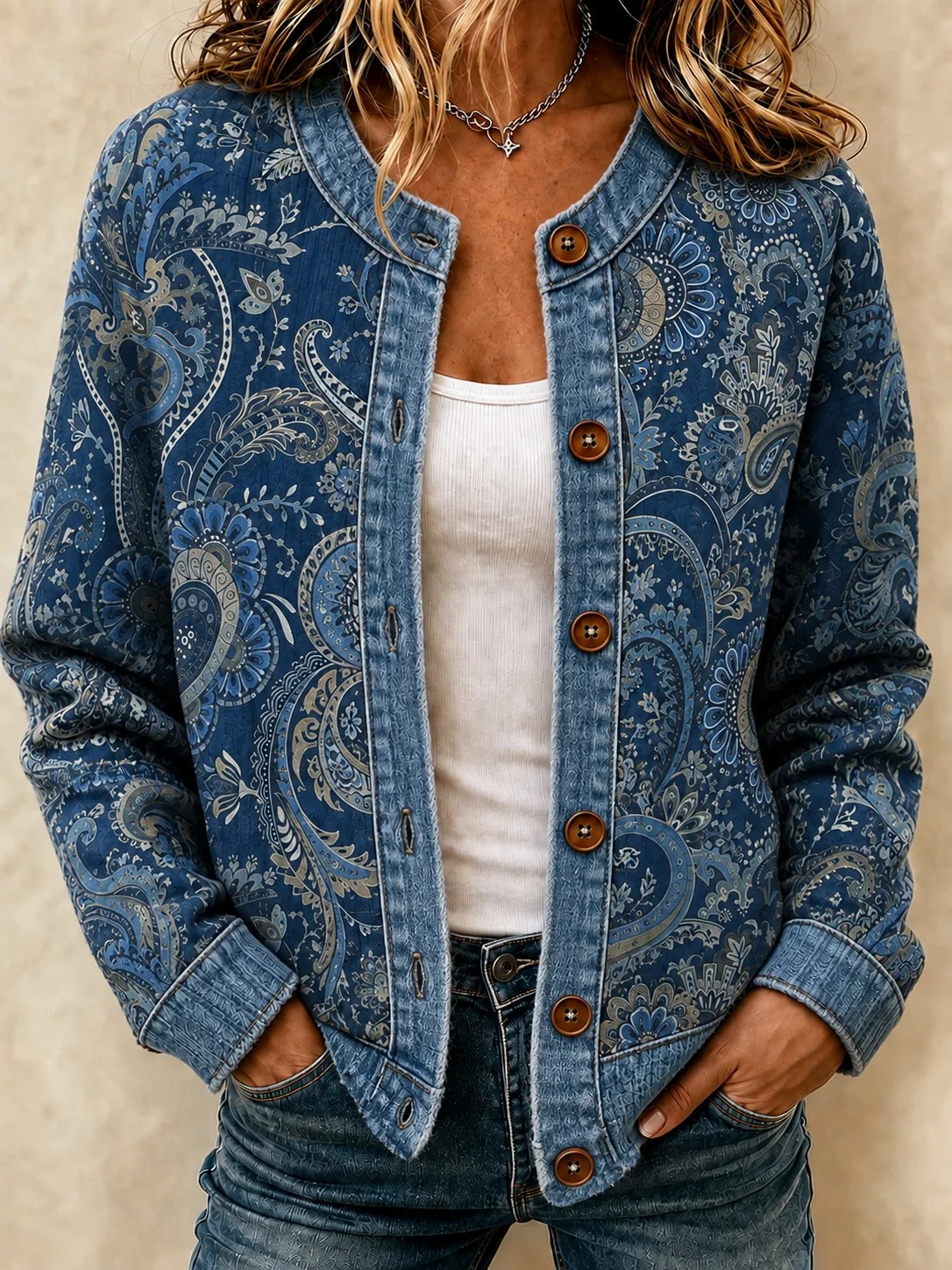 ⭐ Limited-Time Sale | Women's Vintage Paisley Button-Front Jacket