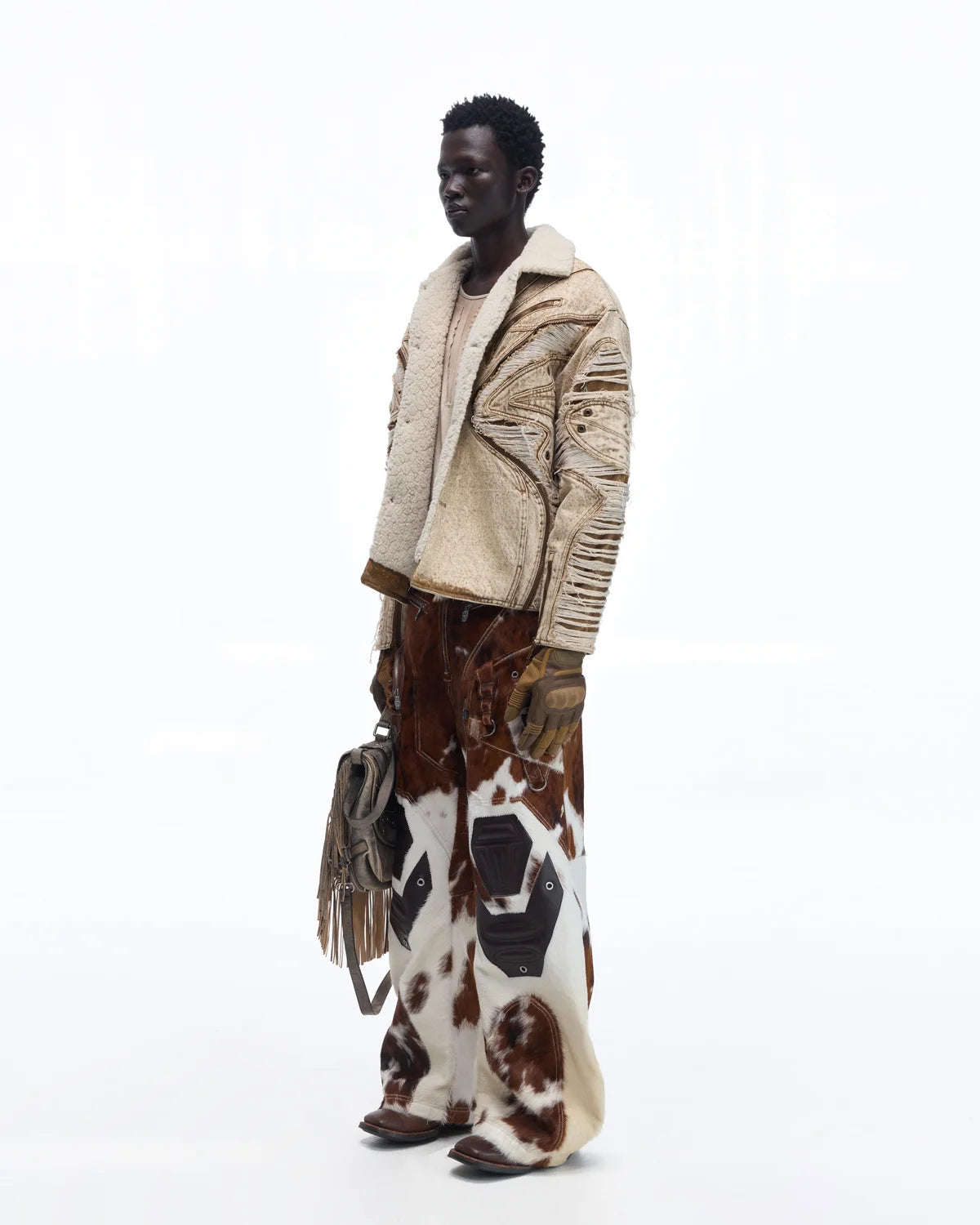 Personsoul Hair-On Cowhide Armor Curved Pants