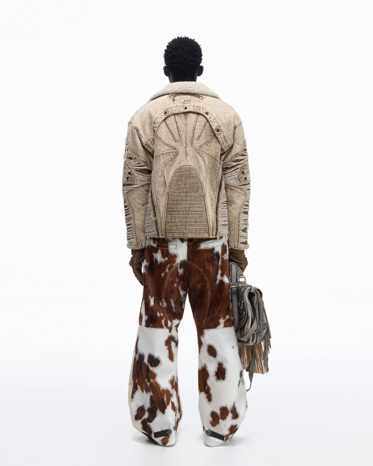 Personsoul Hair-On Cowhide Armor Curved Pants