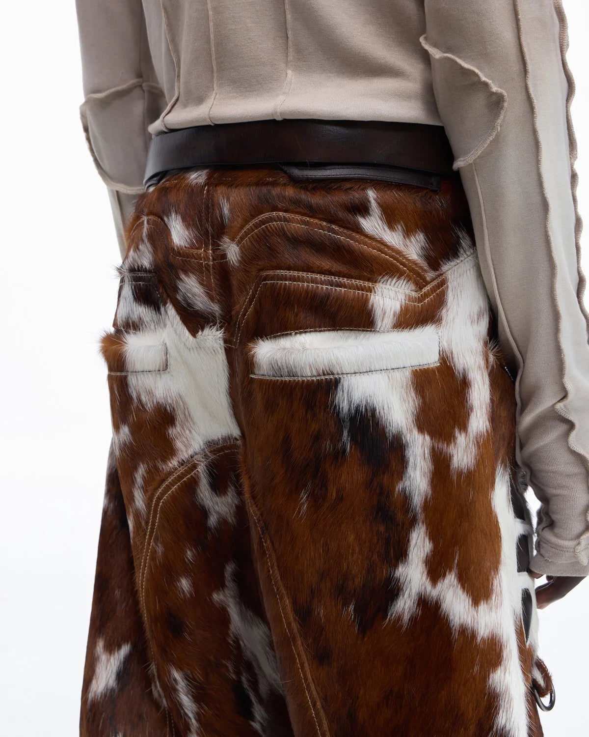 Personsoul Hair-On Cowhide Armor Curved Pants