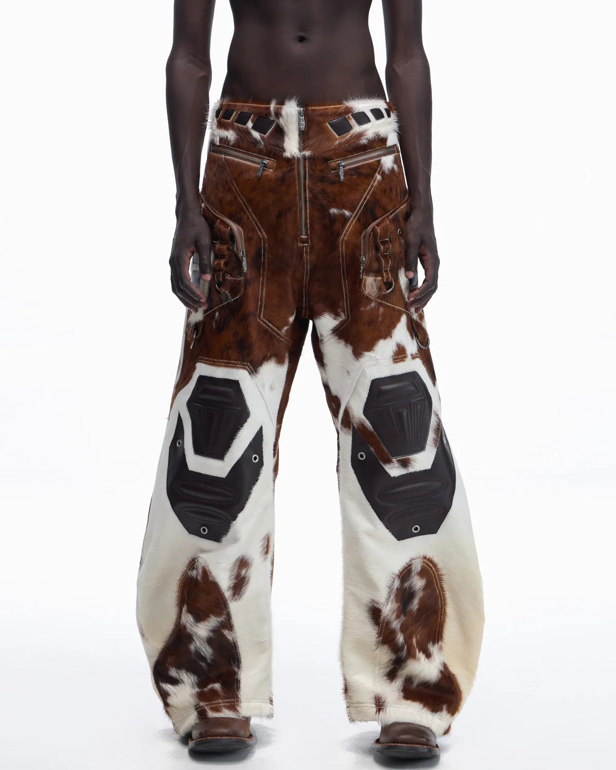 Personsoul Hair-On Cowhide Armor Curved Pants