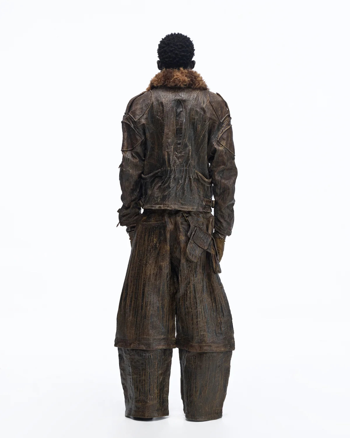 Personsoul Waxed Vintage Detachable Fur Collar Jacket