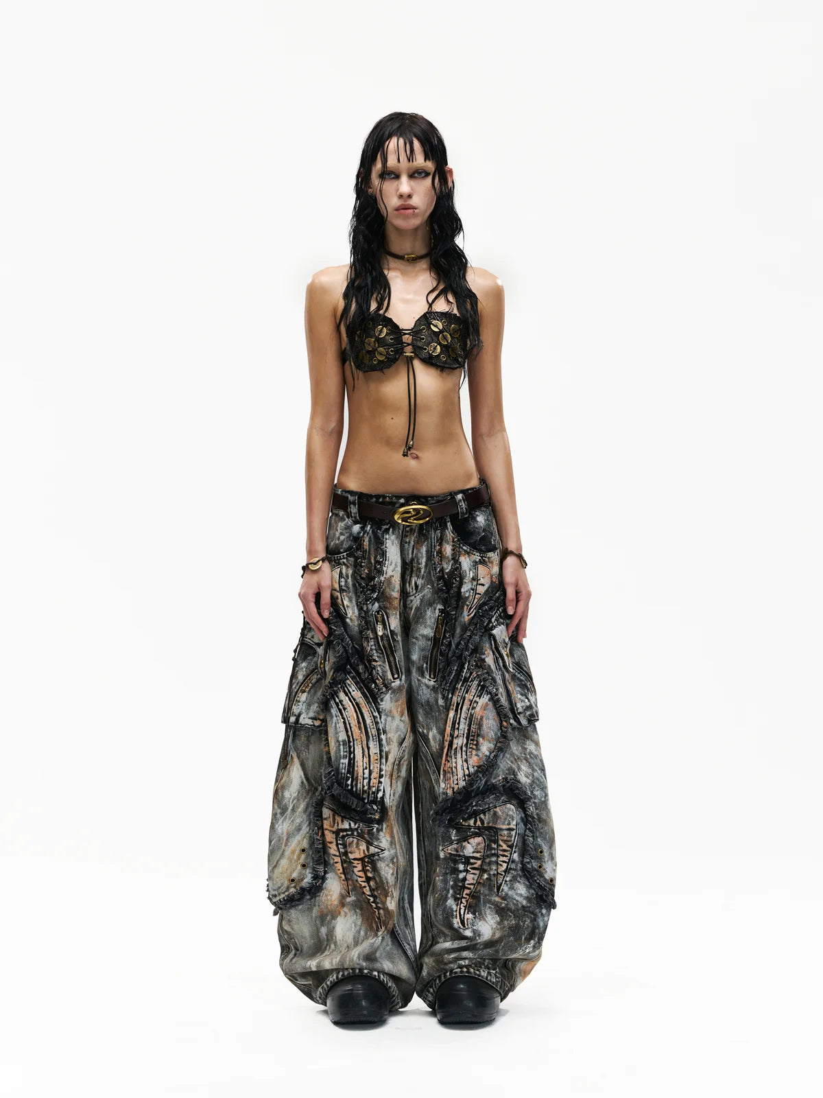 Graffiti Mud Wash Baggy Jeans 