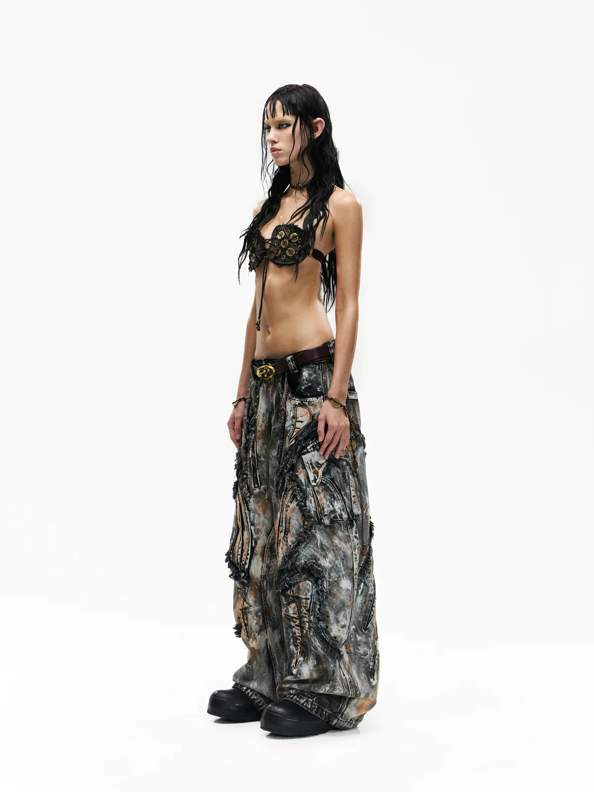 Graffiti Mud Wash Baggy Jeans 