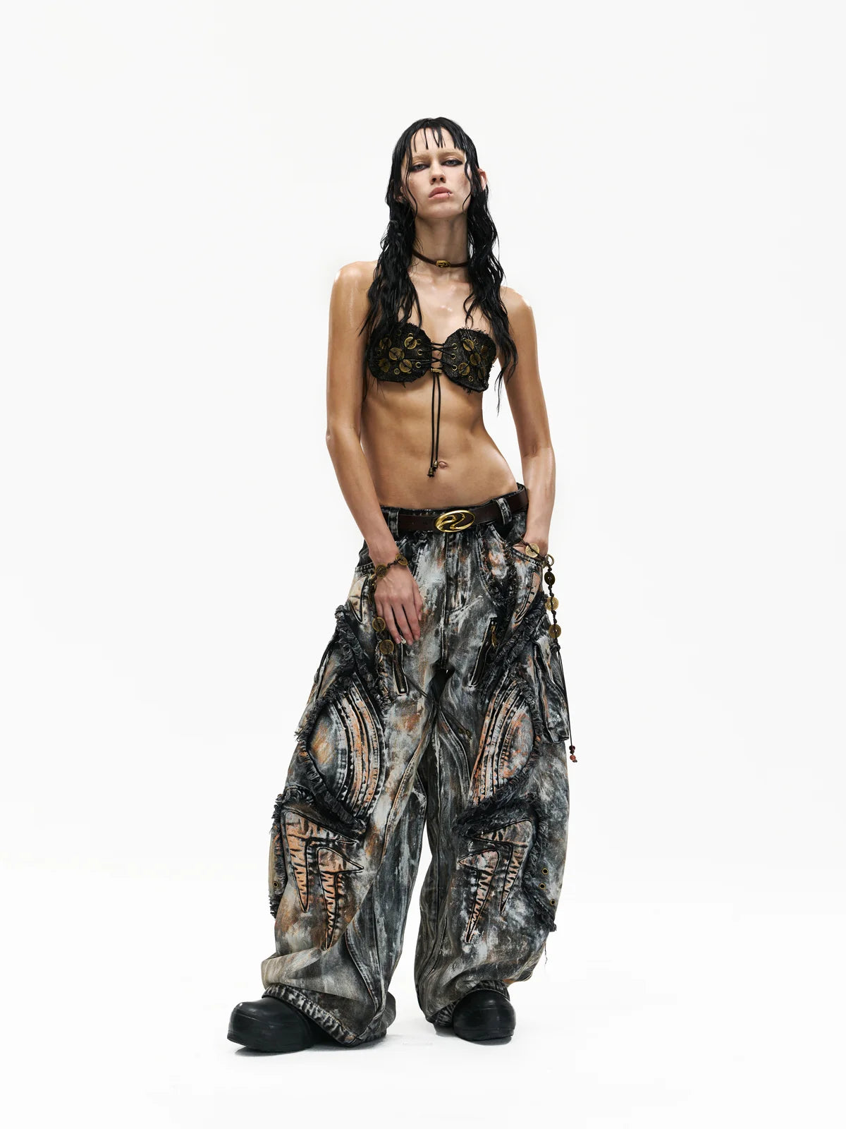 Graffiti Mud Wash Baggy Jeans 