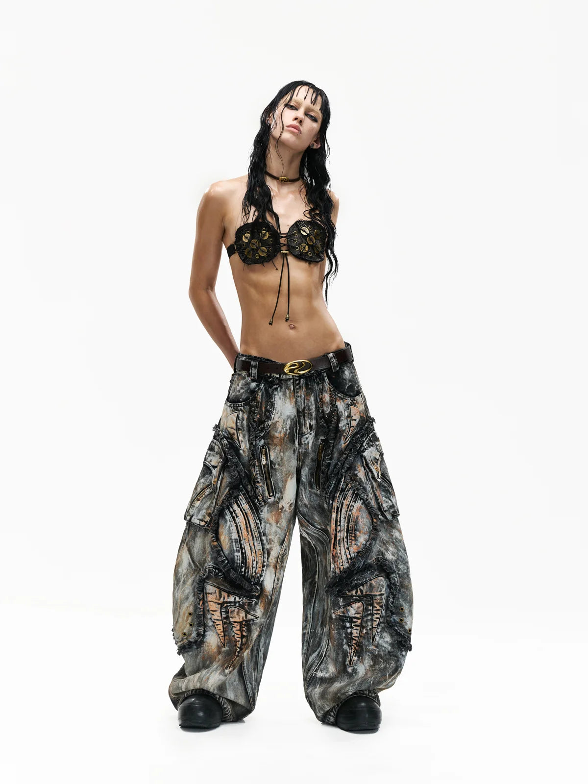 Graffiti Mud Wash Baggy Jeans 
