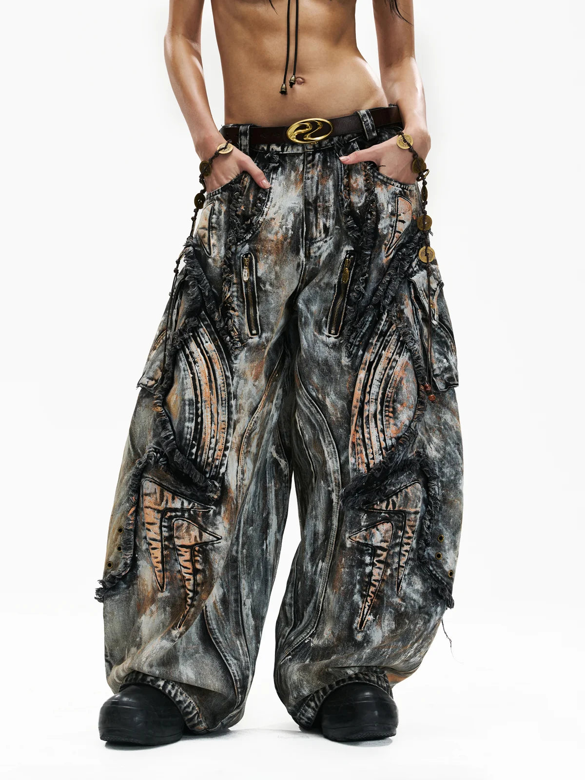 Graffiti Mud Wash Baggy Jeans 