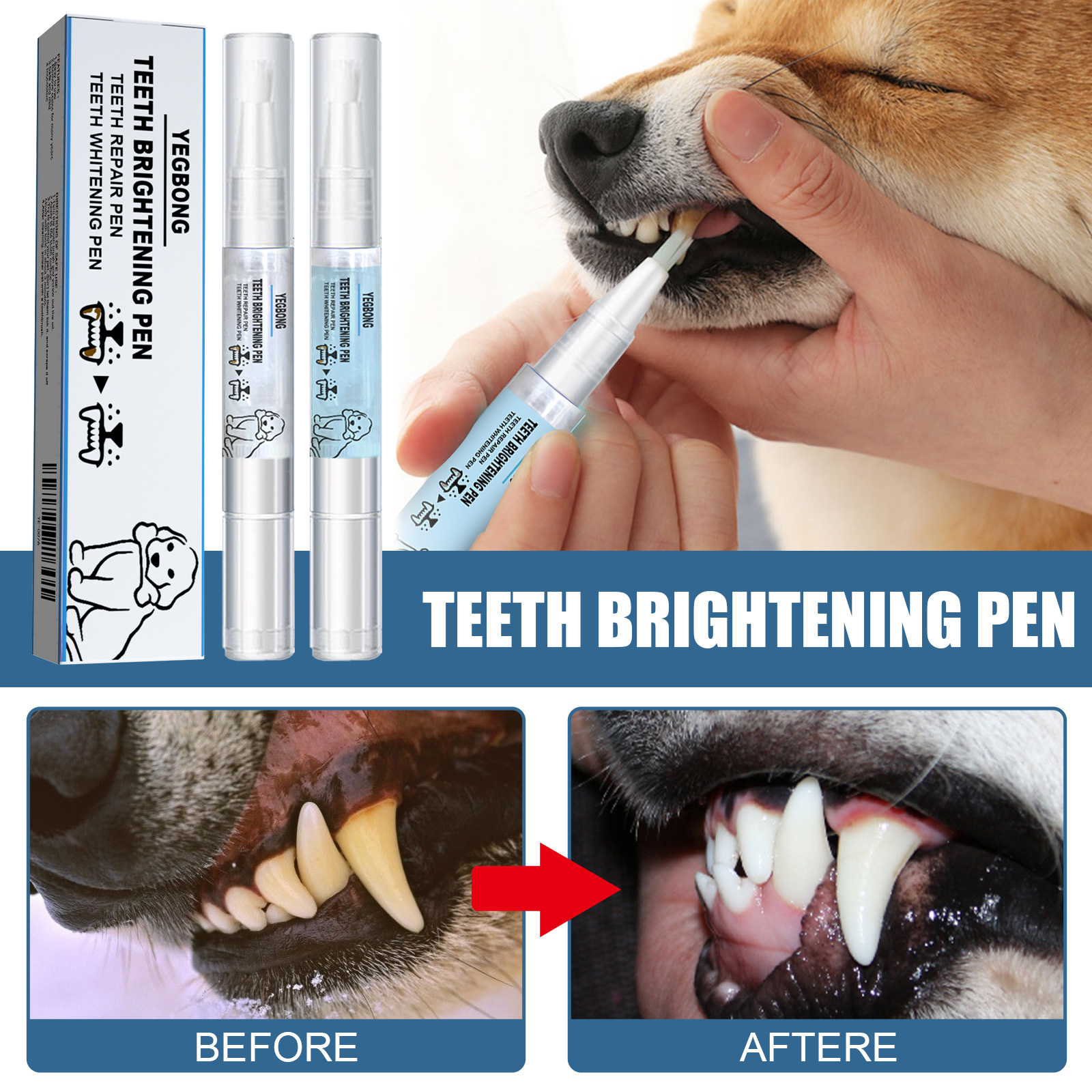 Pet Teeth Whitening Pen for Dogs & Cats – Portable Dental Cleaning Applicator