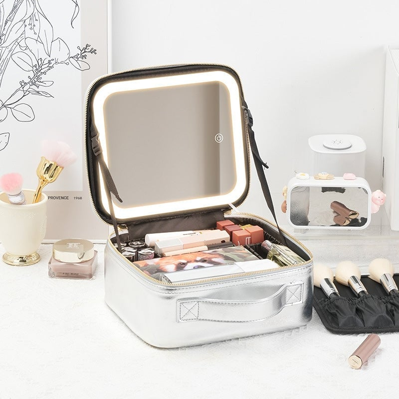 Travel Makeup Bag with LED Mirror