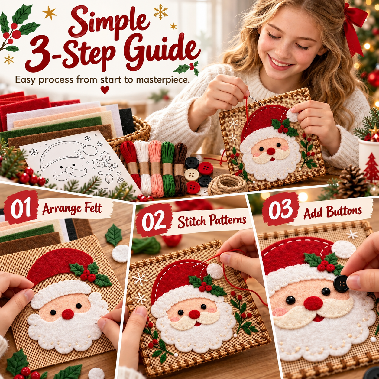 Three step Christmas DIY craft guide