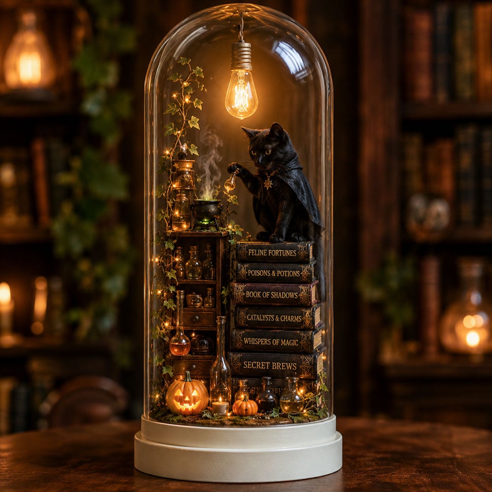 🔥Limited time 70% OFF -🎃✨ Halloween Glass Dome Miniature Scene Ambient Lamp – Spooky Glow Collectible Décor