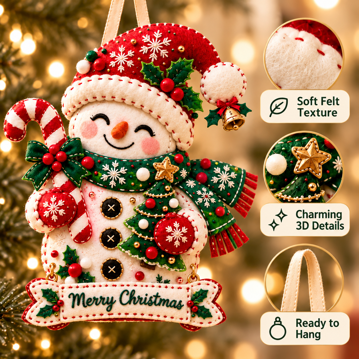 🎅 Handcrafted Felt Christmas Ornament🎄Bring Warm Holiday Magic Home