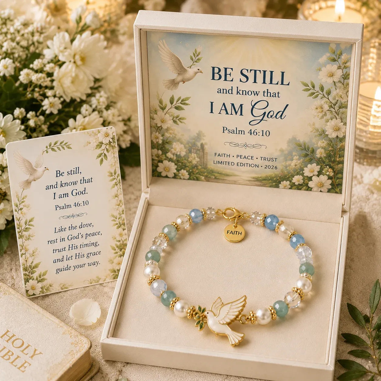 🎅 2026 Christmas Gift 50% Off--✝️ Psalm 46:10 Faith Bracelet 🤍