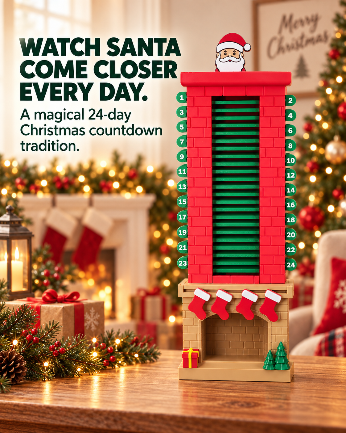 🎁LAST DAY 50% OFF –🎅 24-Day Santa Chimney Christmas Countdown Calendar📅
