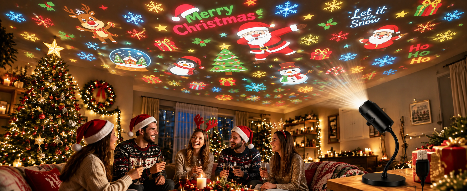 🎄🌟 Christmas Projection Night Light-Plug & Play HD Christmas Projector🎅