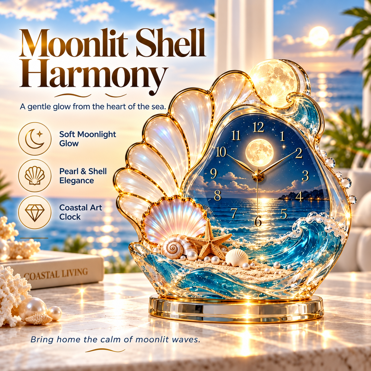 ⏳ Last Day 50% OFF - 🌊 Coastal Glow Crystal Clock Collection — Bring the Beauty of the Sea Home ✨