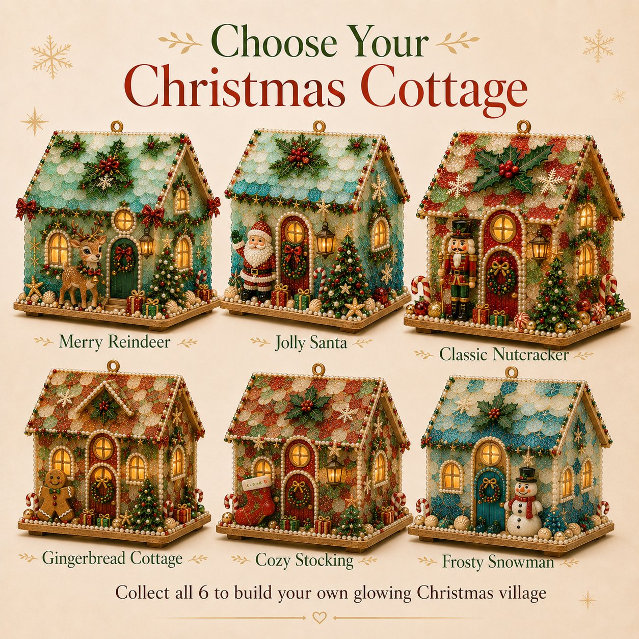 🔥Limited time 70% OFF -🎄🏡 Beginner-Friendly DIY Glowing Coastal Glass-Style Christmas Cottage Kit – A Magical Handmade Christmas Décor