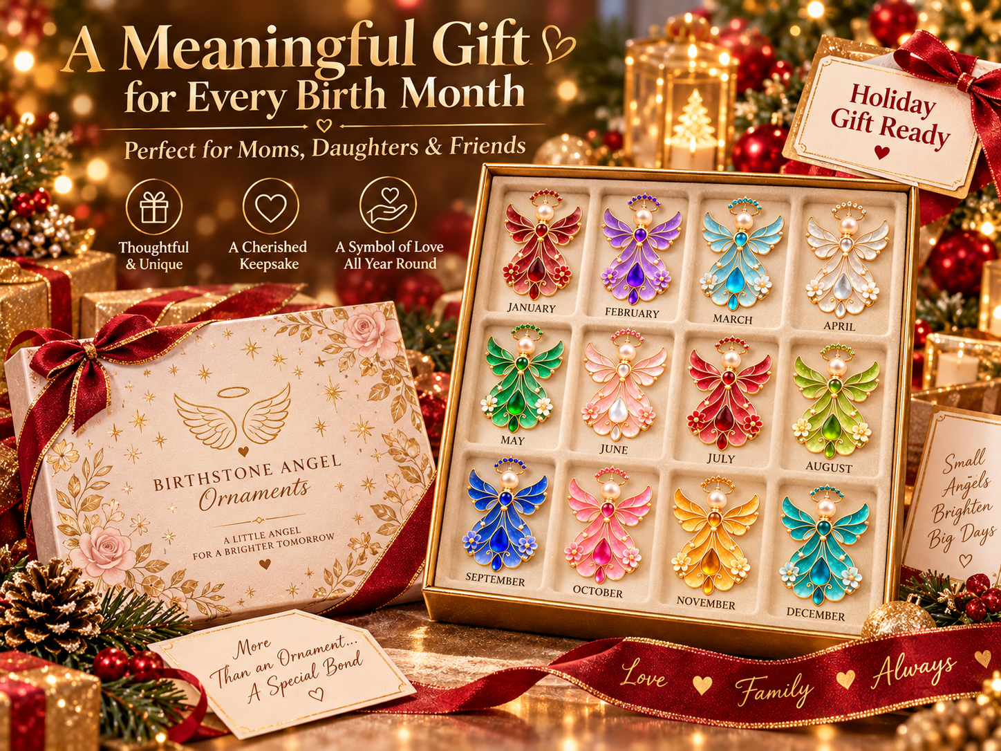 Birthstone angel ornament gift collection for meaningful family gifts