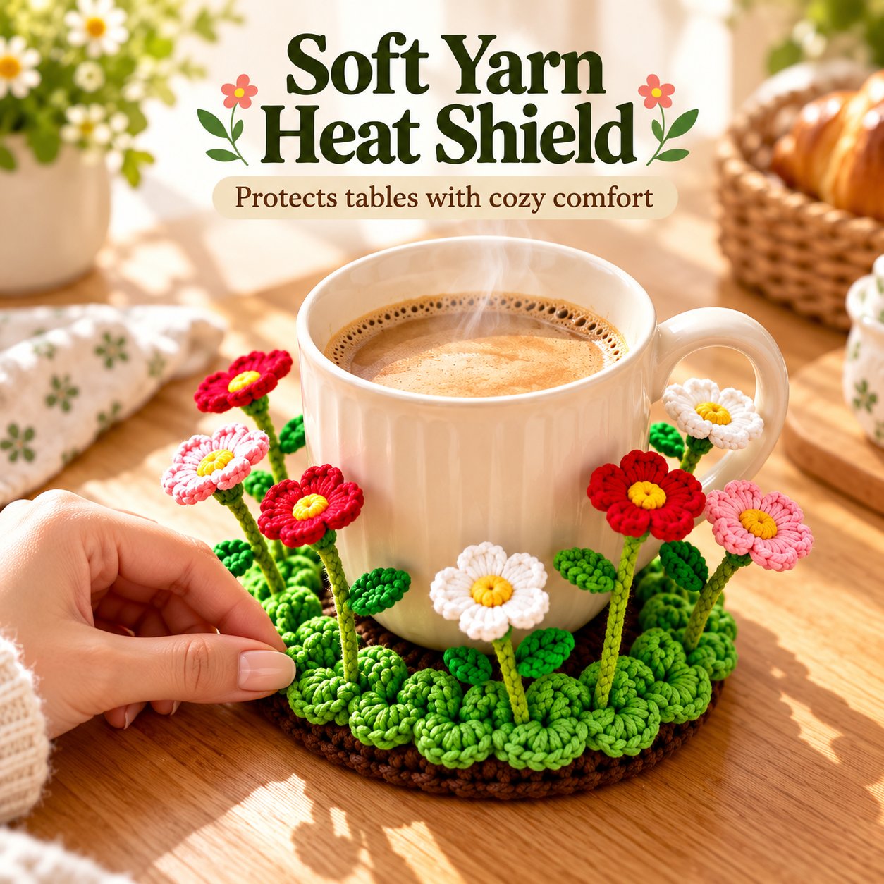 Handmade Crochet Floral Coaster | Everlasting Table Art 🌸