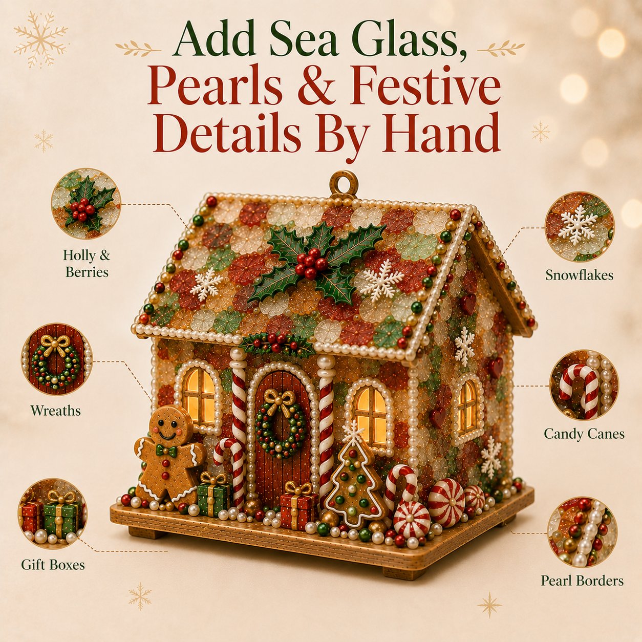 🔥Limited time 70% OFF -🎄🏡 Beginner-Friendly DIY Glowing Coastal Glass-Style Christmas Cottage Kit – A Magical Handmade Christmas Décor