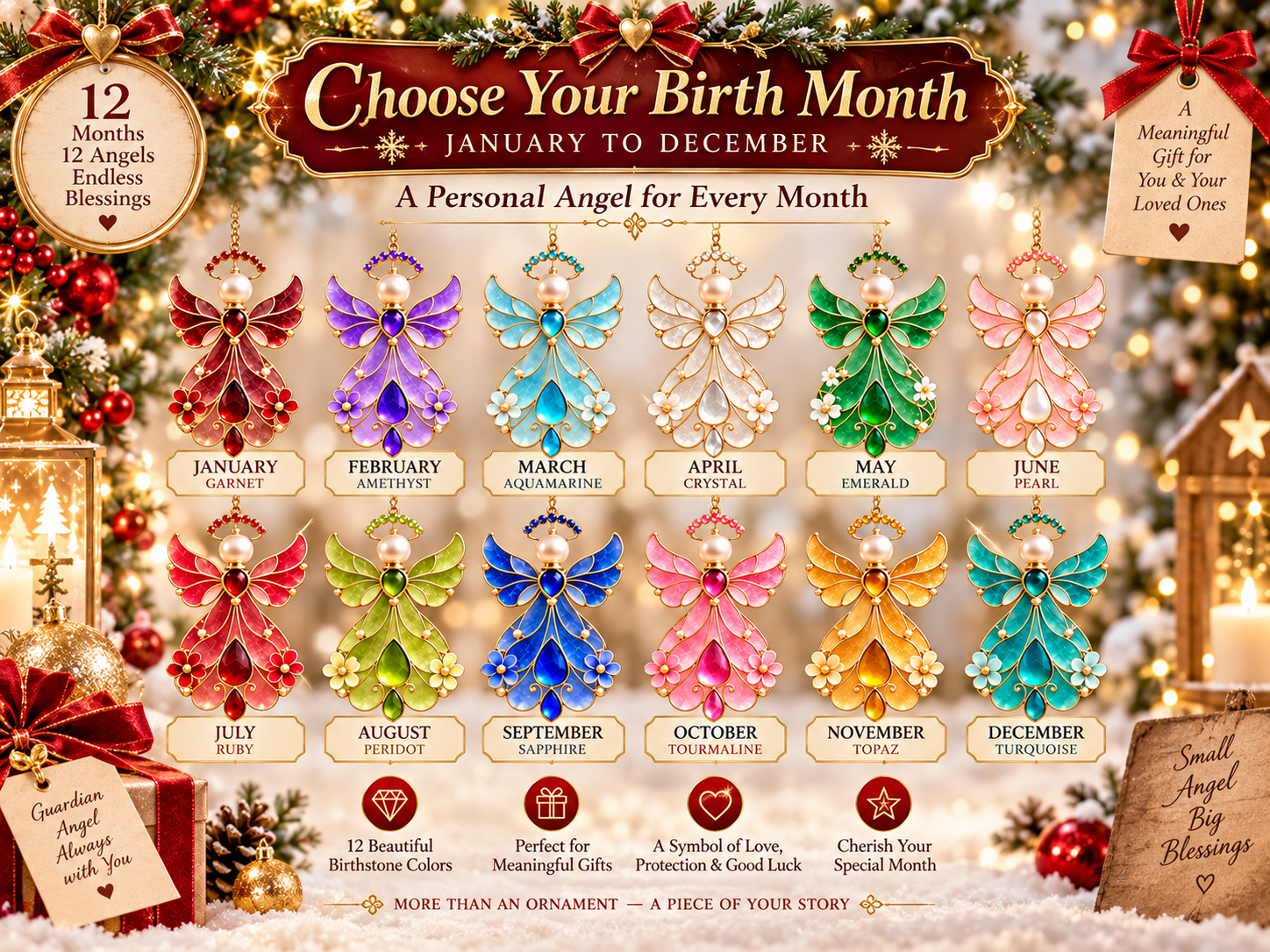 January through December birthstone angel color guide