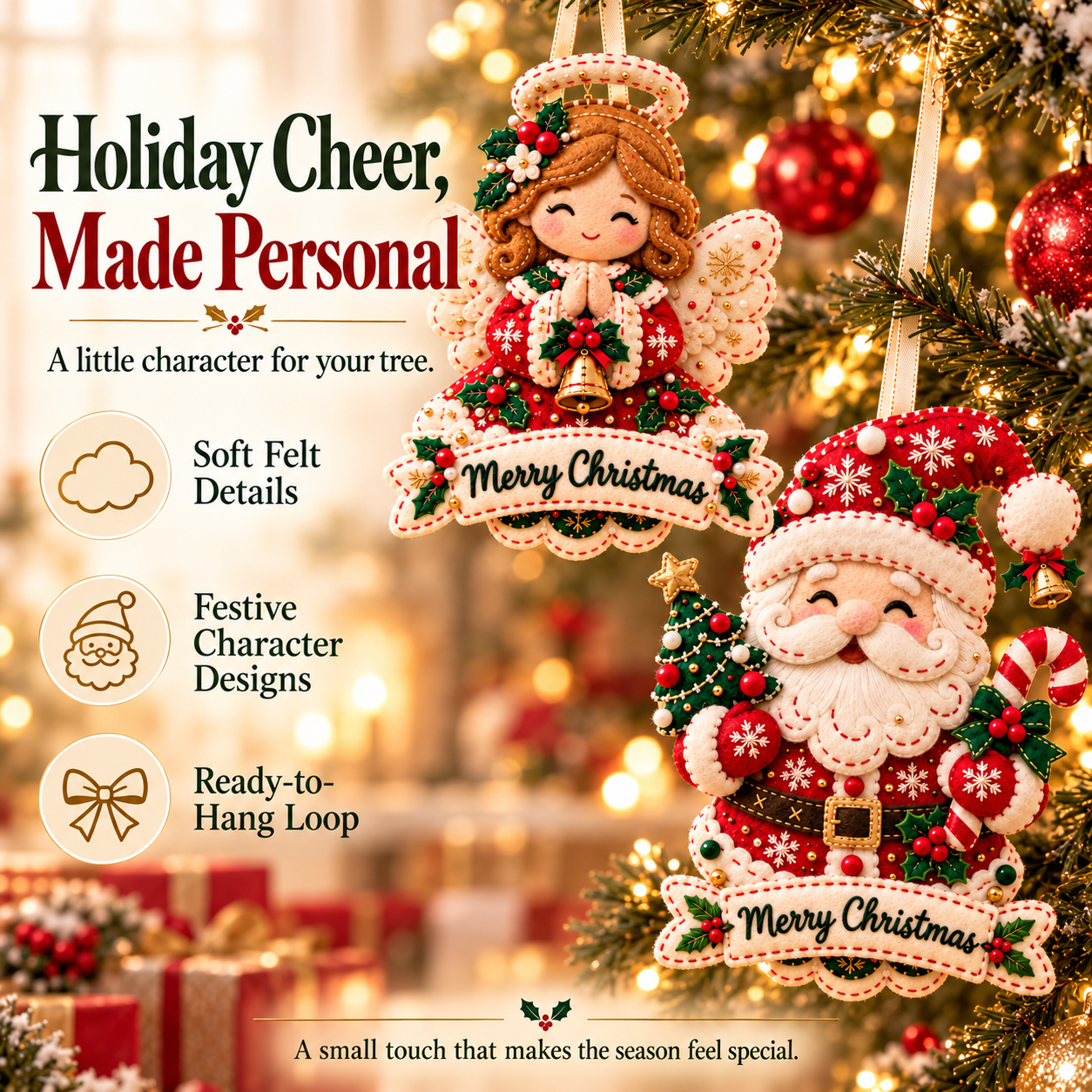 🎅 Handcrafted Felt Christmas Ornament🎄Bring Warm Holiday Magic Home