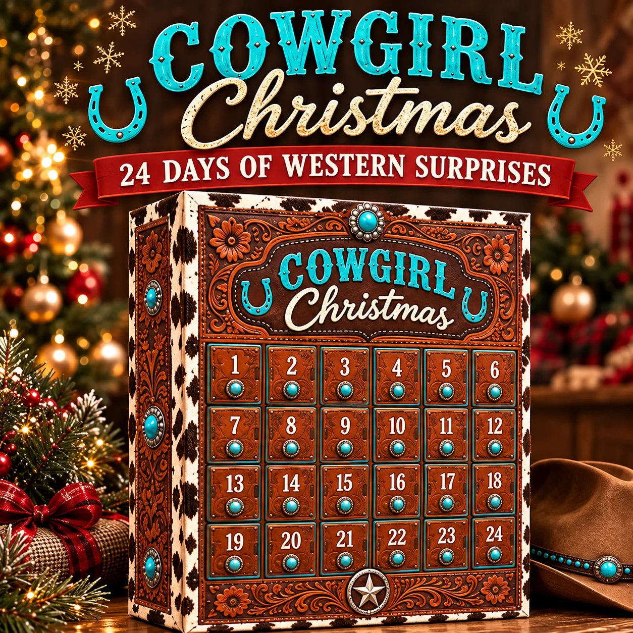 ⏳ Last Day 50% OFF - 🤠 24-Day Cowgirl Christmas Countdown Calendar