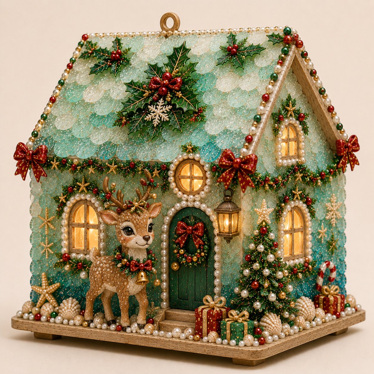 🔥Limited time 70% OFF -🎄🏡 Beginner-Friendly DIY Glowing Coastal Glass-Style Christmas Cottage Kit – A Magical Handmade Christmas Décor