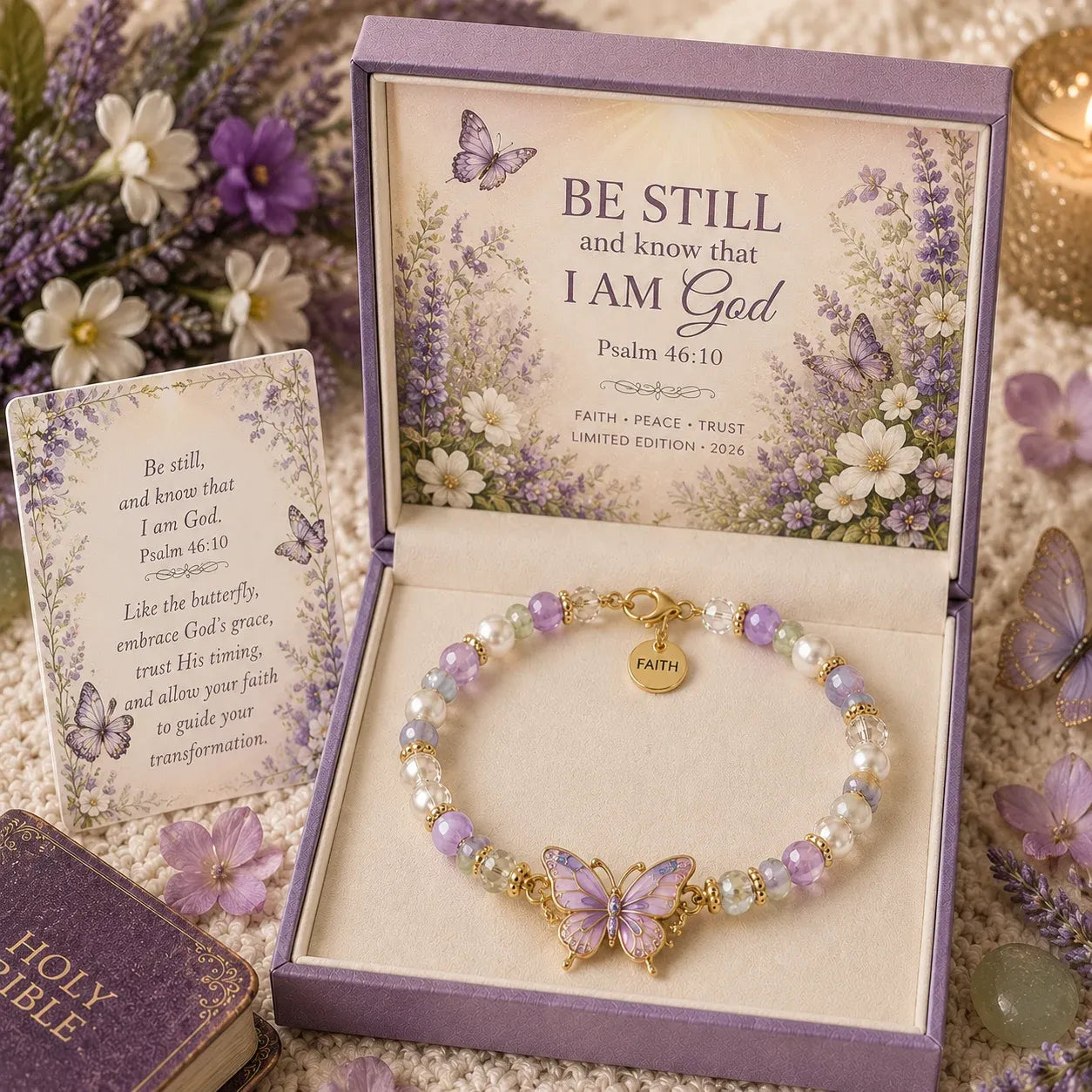 🎅 2026 Christmas Gift 50% Off--✝️ Psalm 46:10 Faith Bracelet 🤍