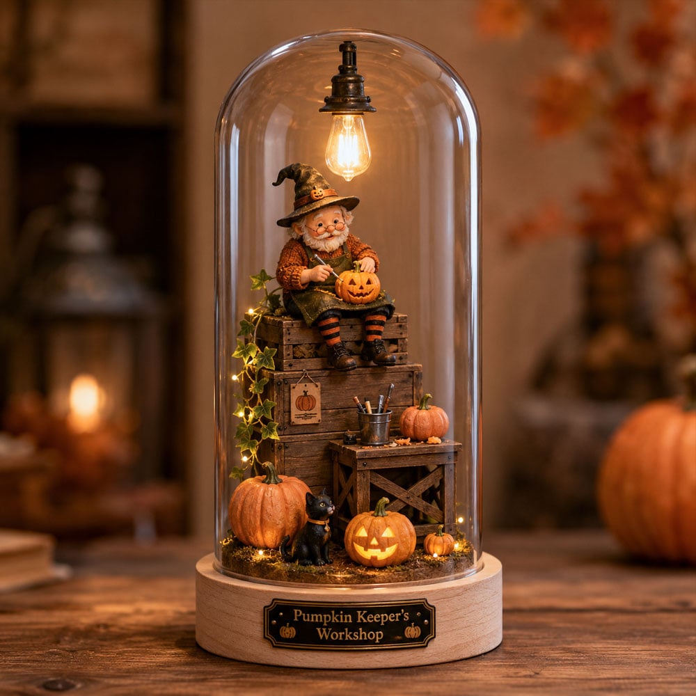 🔥Limited time 70% OFF -🎃✨ Halloween Glass Dome Miniature Scene Ambient Lamp – Spooky Glow Collectible Décor