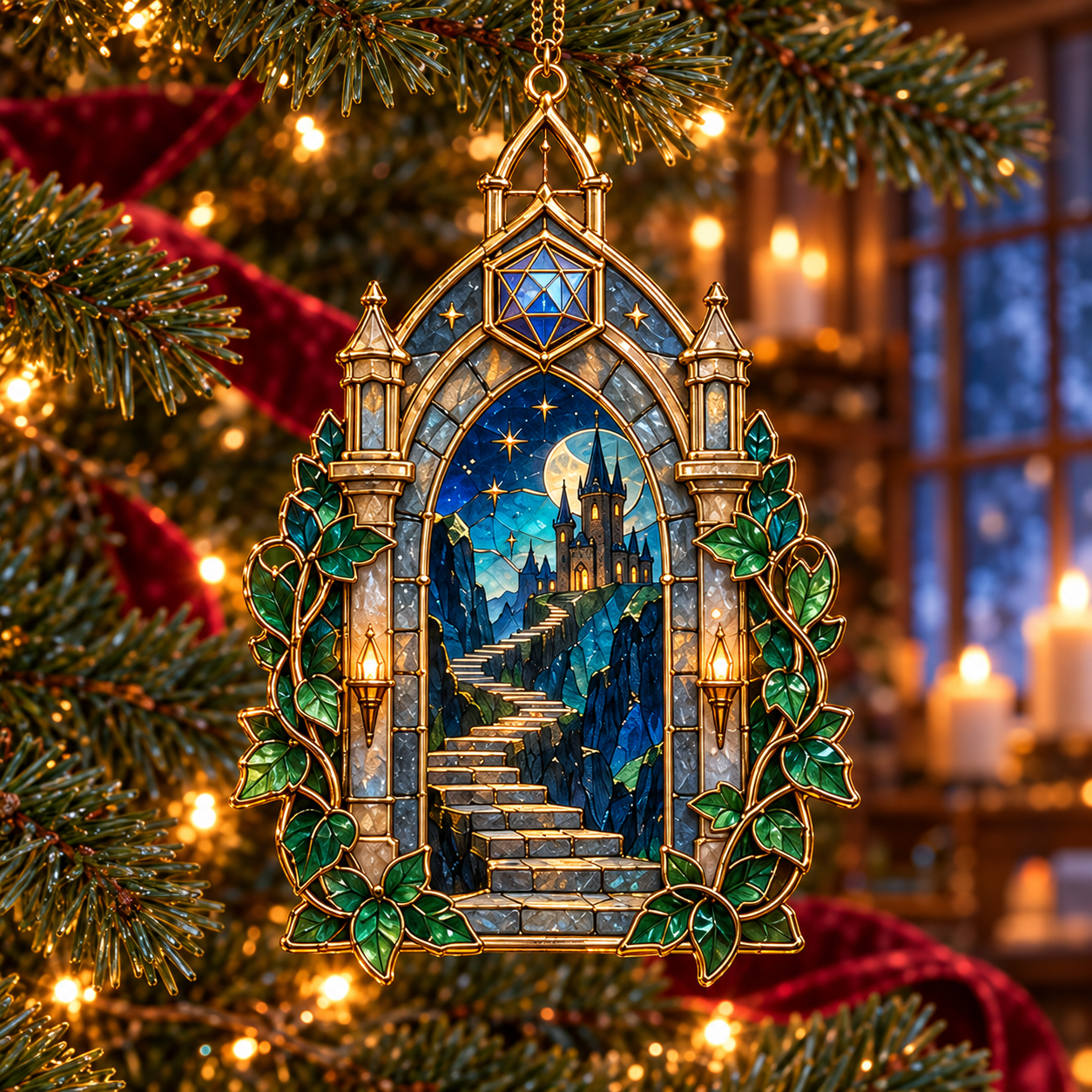 Moonlit Gateway fantasy ornament