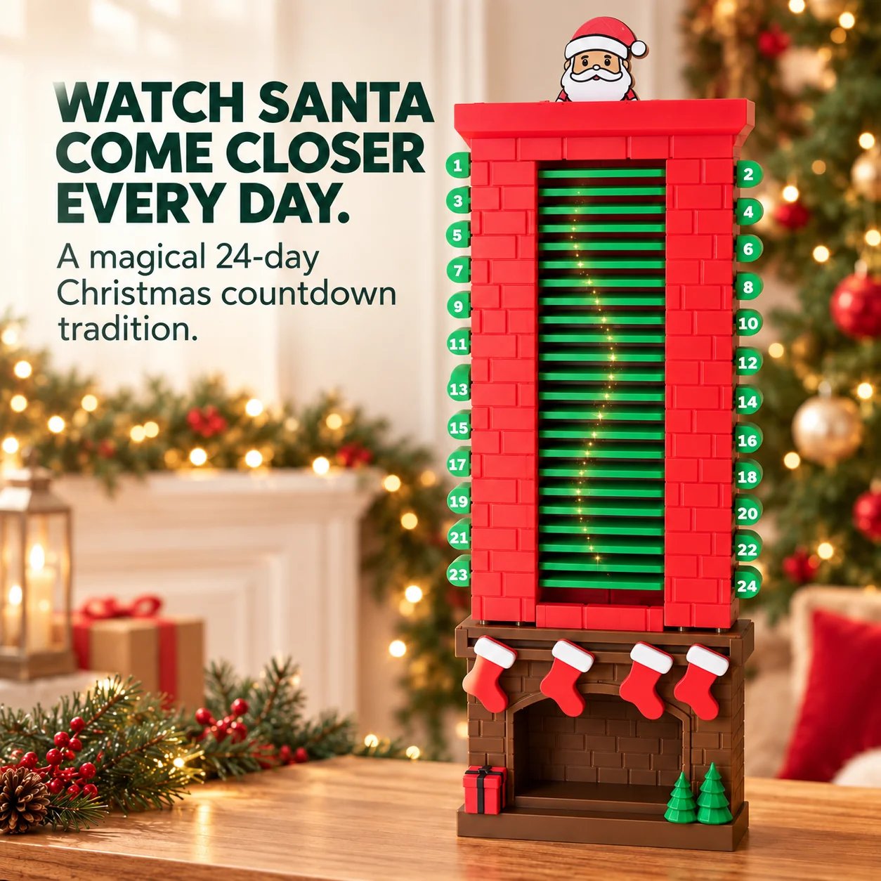 🎁LAST DAY 50% OFF –🎅 24-Day Santa Chimney Christmas Countdown Calendar📅