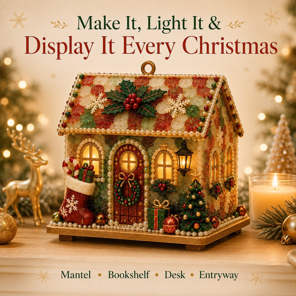 🔥Limited time 70% OFF -🎄🏡 Beginner-Friendly DIY Glowing Coastal Glass-Style Christmas Cottage Kit – A Magical Handmade Christmas Décor