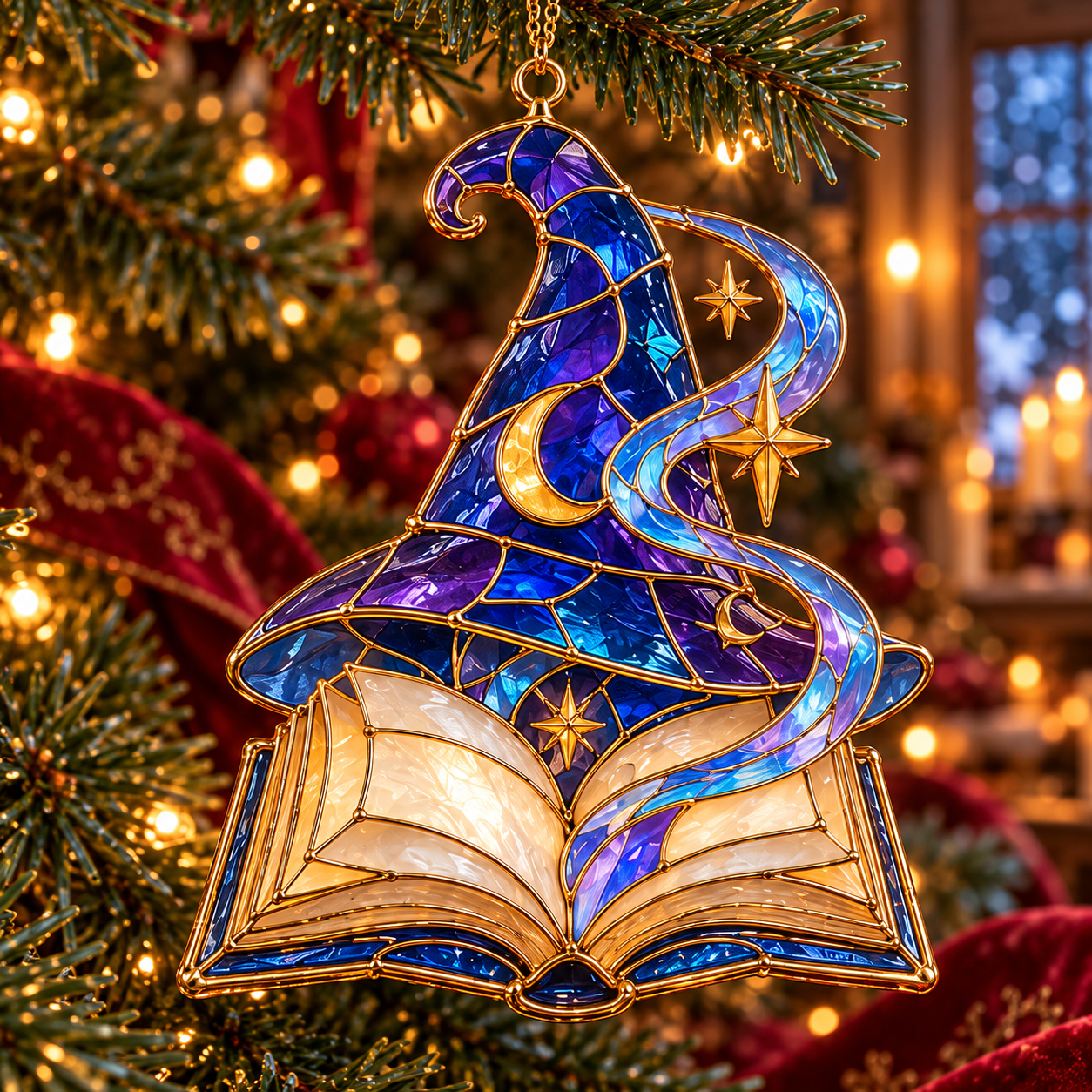 Starlit Spellbook fantasy ornament