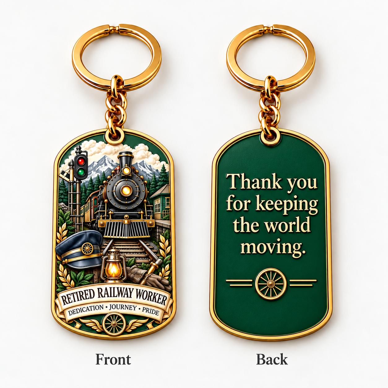 Retired Railway Worker retirement keychain