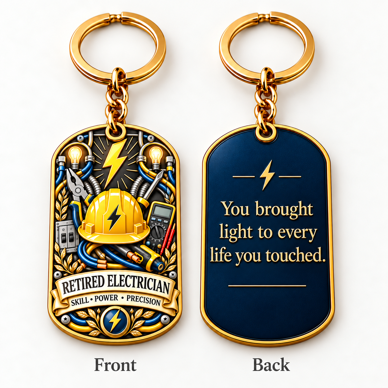 Retired Electrician retirement keychain