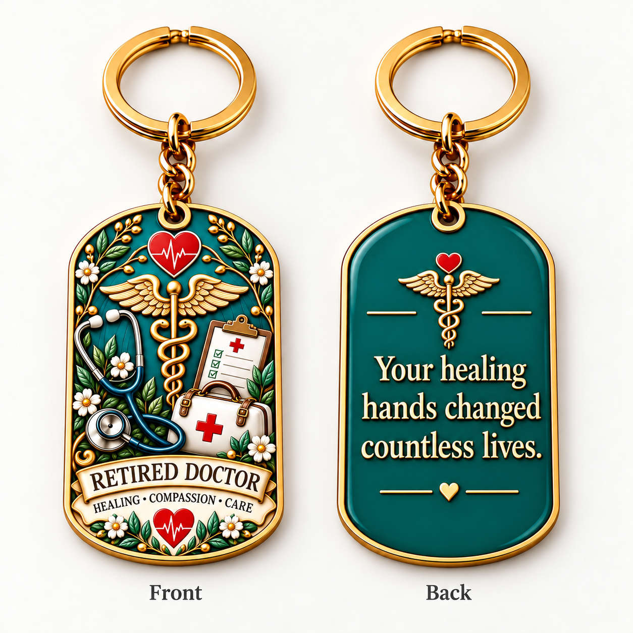 Retired Doctor retirement keychain