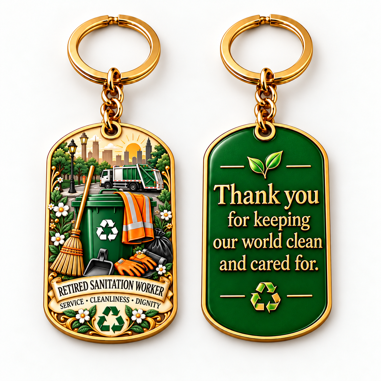Retired Sanitation Worker retirement keychain