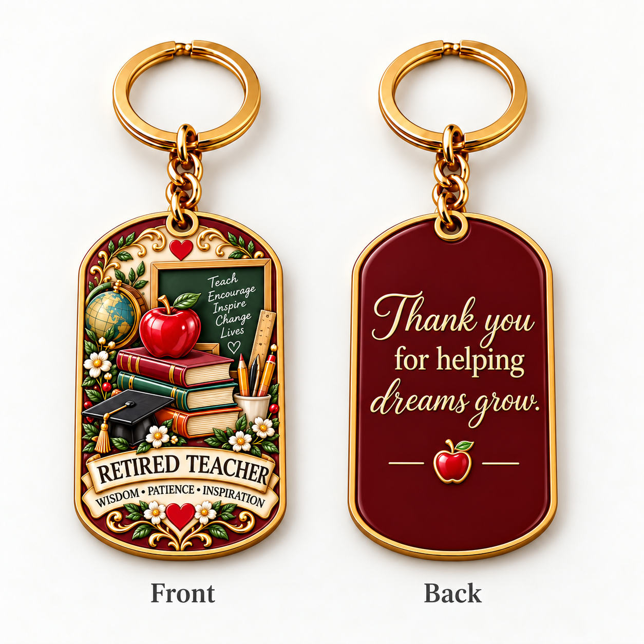 Retired Teacher retirement keychain