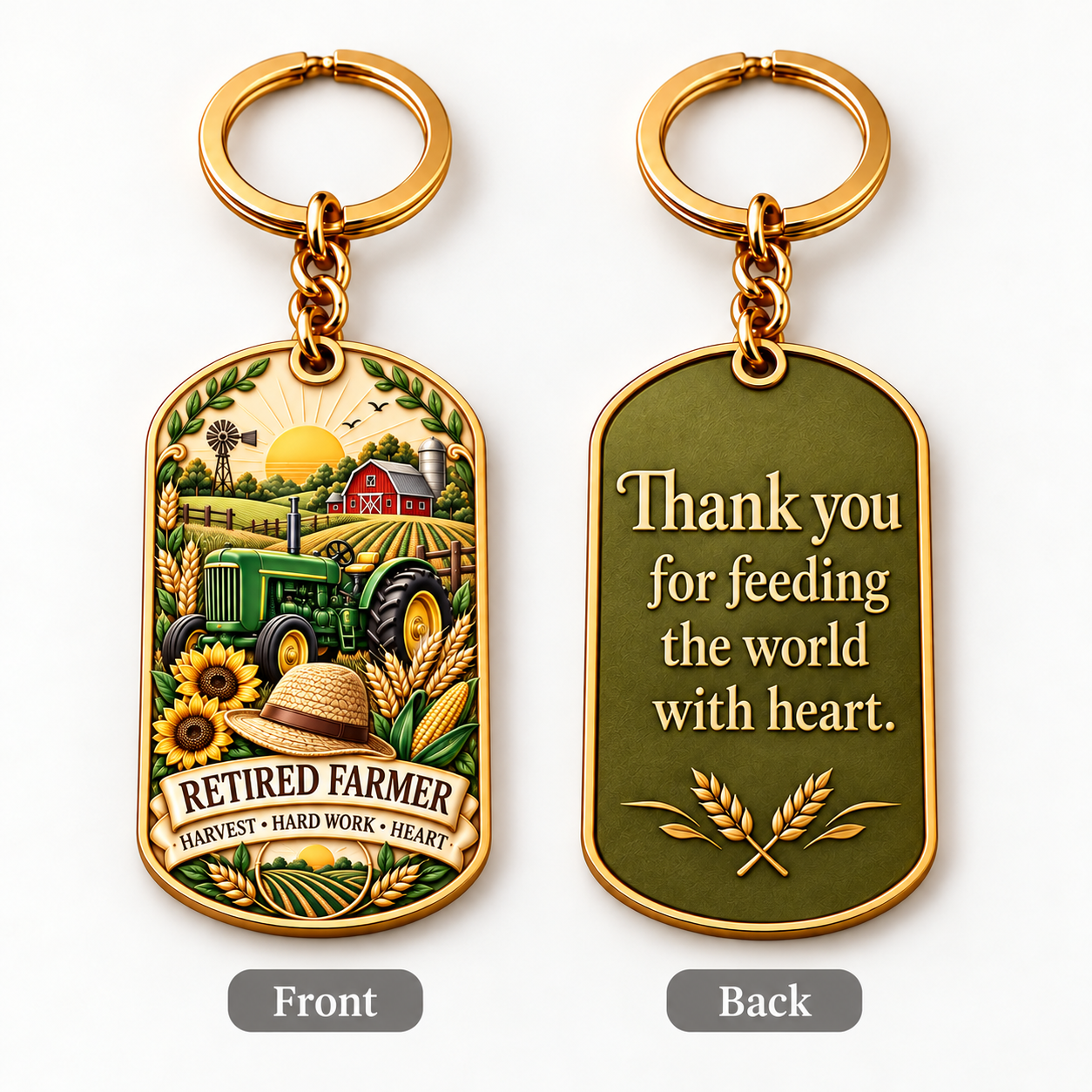 Retired Farmer retirement keychain