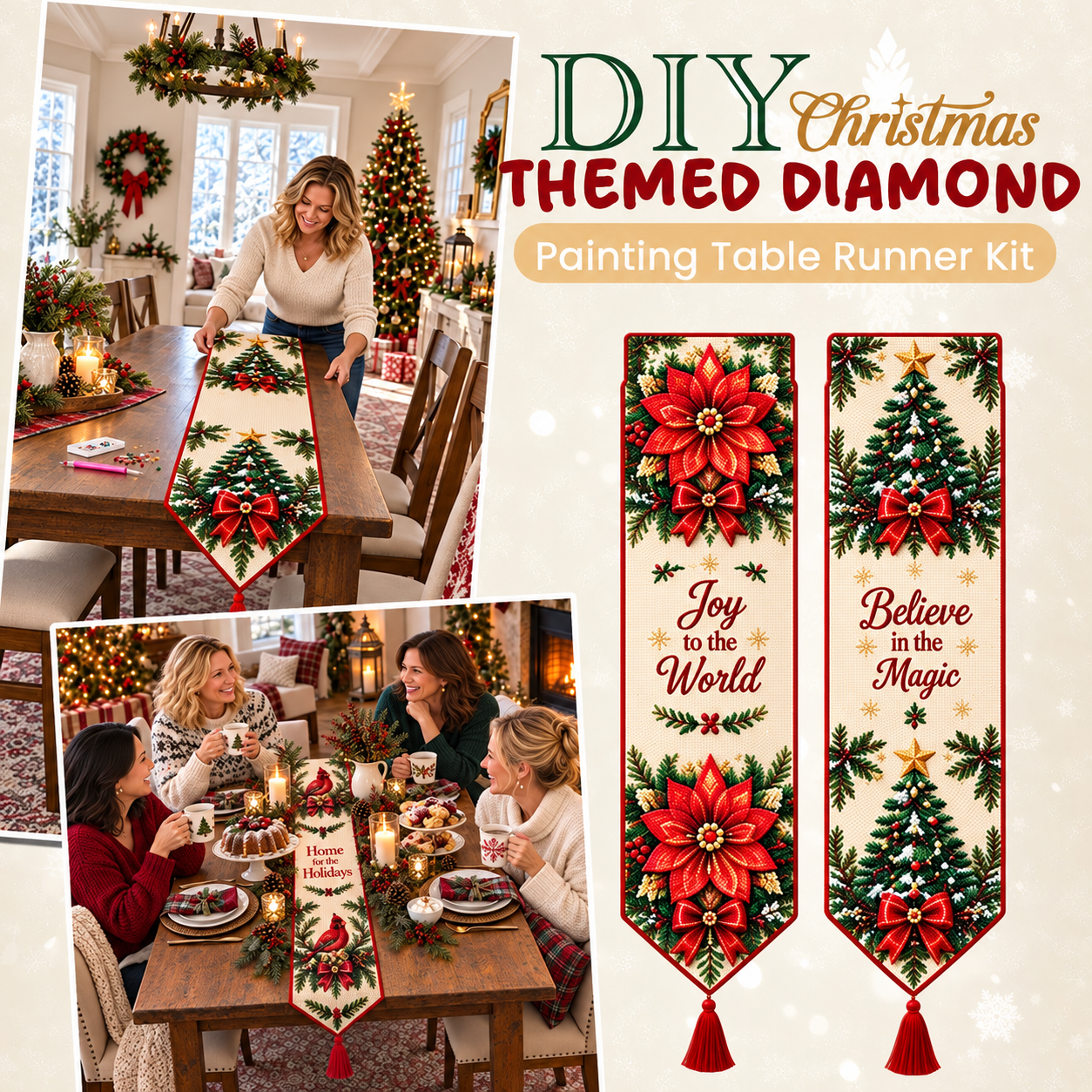 DIY Christmas diamond painting table runner kit