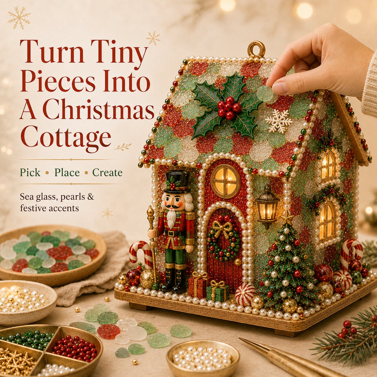 🔥Limited time 70% OFF -🎄🏡 Beginner-Friendly DIY Glowing Coastal Glass-Style Christmas Cottage Kit – A Magical Handmade Christmas Décor