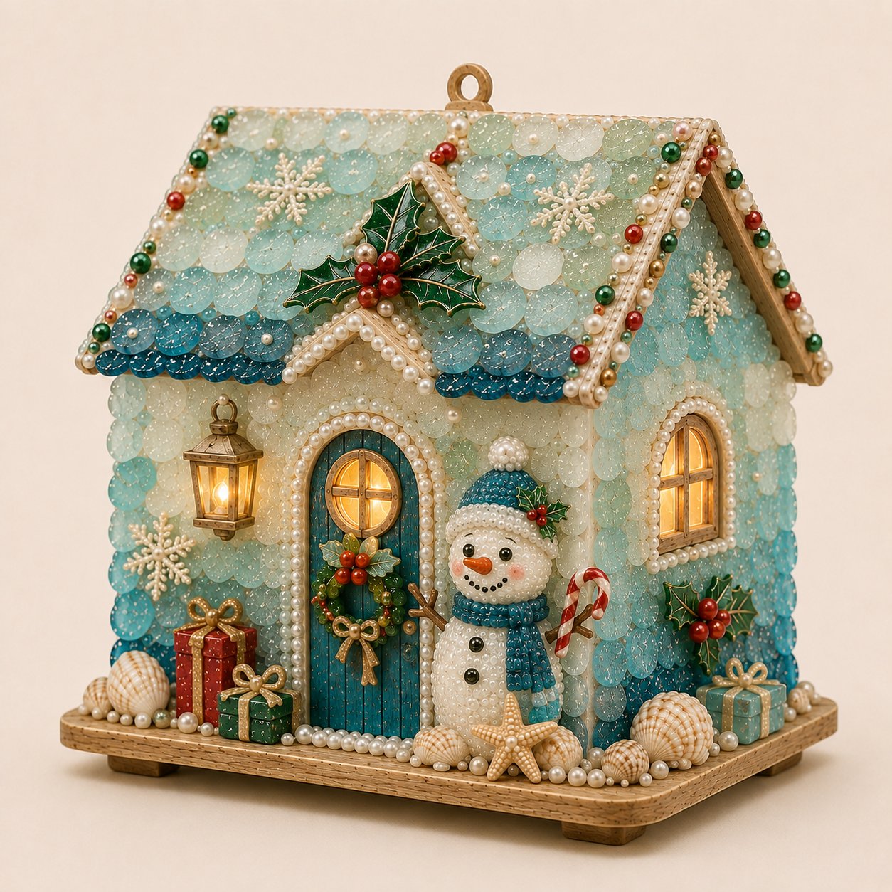 🔥Limited time 70% OFF -🎄🏡 Beginner-Friendly DIY Glowing Coastal Glass-Style Christmas Cottage Kit – A Magical Handmade Christmas Décor