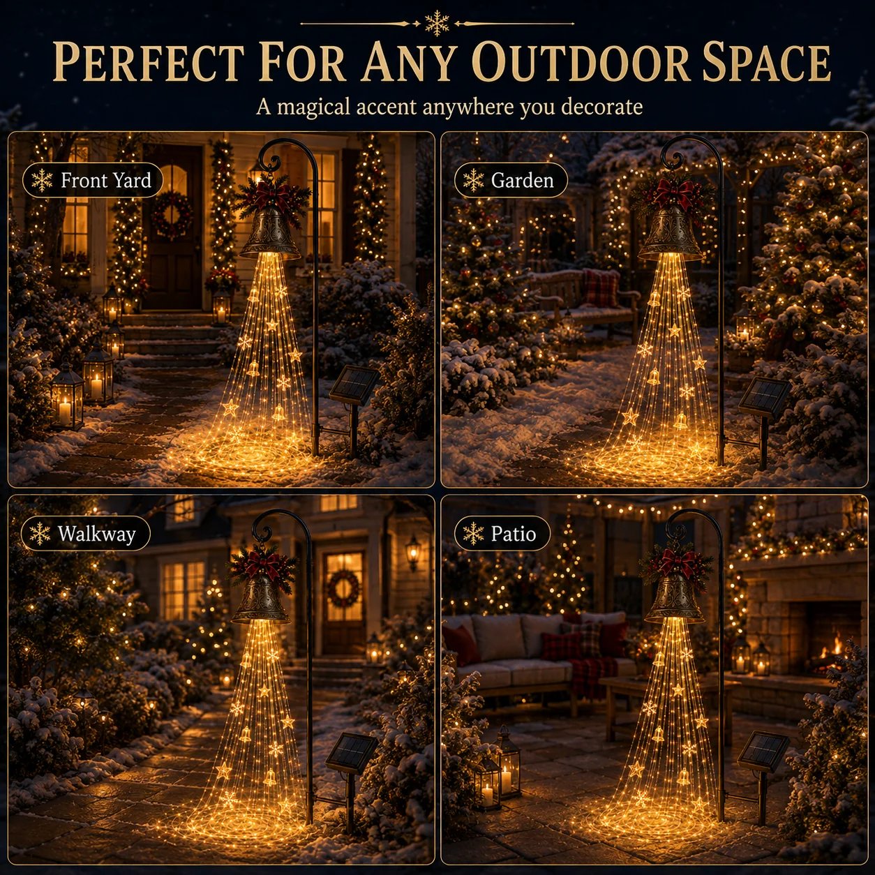 🎄 Solar Christmas Bell Cascade Garden Light ✨